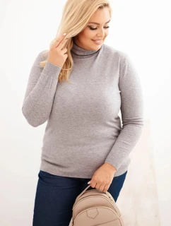 Dámský viskózový svetr Plus Size s klasickým střihem šedý