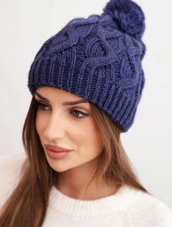 Dámská zimní čepice vlněná s krystaly a vzorem model 21859323 mocca - K-Fashion
