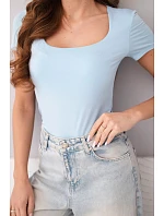 Dámska bambusová blúzka s krátkymi rukávmi a širokým výstrihom basic blue Dámska bambusová blúzka s krátkymi rukávmi a širokým výstrihom basic blue