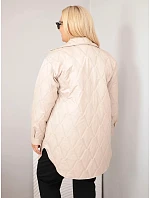 Dámská prošívaná bunda Plus Size s límcem a kapsami béžová tmavá