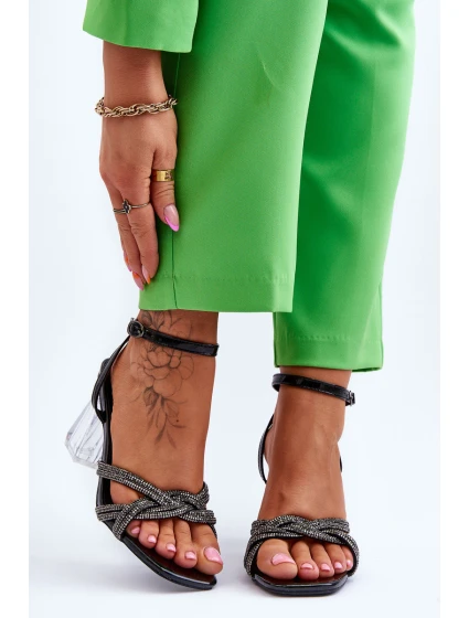 Kožené Sandály Na Průhledné černé model 21615858 - S.Barski