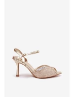 Dámské sandály na jehlovém podpatku s zlatým zdobením Peloria Dámské sandály na jehlovém podpatku s zlatým zdobením Peloria