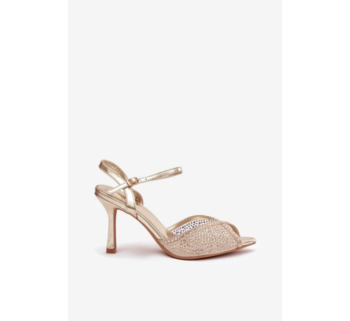 Dámské sandály na jehlovém podpatku s zlatým zdobením Peloria Dámské sandály na jehlovém podpatku s zlatým zdobením Peloria