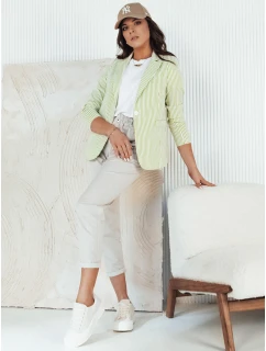 Dámska pruhovaná bunda LINARO bielo-zelená FashionStreet PY0088