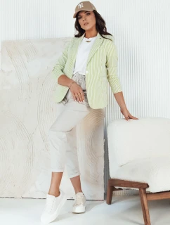 Dámska pruhovaná bunda LINARO bielo-zelená FashionStreet PY0088