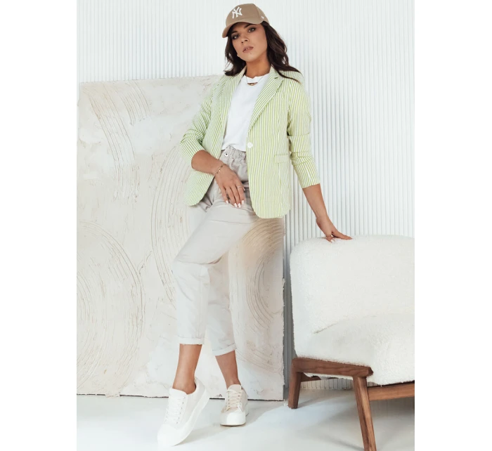 Dámska pruhovaná bunda LINARO bielo-zelená FashionStreet PY0088