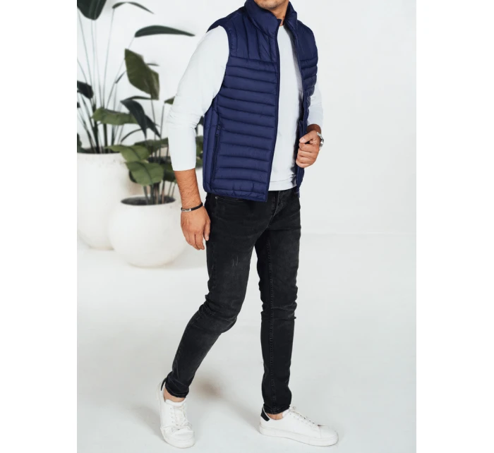 Pánská prošívaná tmavě modrá vesta model 21991576 - Dstreet