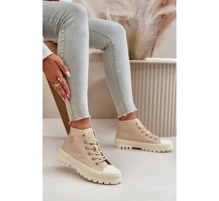 Trampki Damskie Z Cholewką Za Kostkę Big Star OO274006 Beżowe