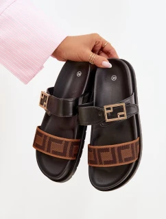 Dámské pantofle se zlatým sponou Černé Fiorisse