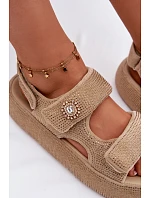 Ozdobené dámské sandály na platformě GOE TT2N4101 béžové