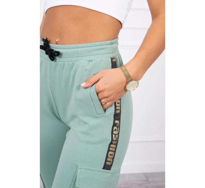 Tmavo mätové nohavice cargo