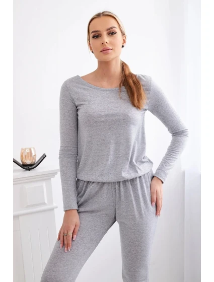 Kombinéza z viskózy v páse sivá