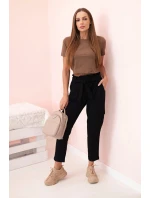Dámske cargo nohavice s vysokým pásom čierne Dámske cargo nohavice s vysokým pásom čierne