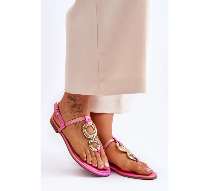 Skórzane Sandały Japonki Na Płaskim Obcasie Różowe Keep Going Skórzane Sandały Japonki Na Płaskim Obcasie Różowe Keep Going