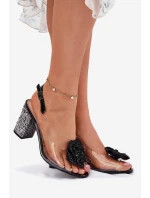 Transparentne Sandały Na Słupku Z Kryształkami I Ozdobą D&A MR51-702 Czarne Transparentne Sandały Na Słupku Z Kryształkami I Ozdobą D&A MR51-702 Czarne