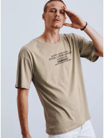 Pánske tričko s khaki potlačou Dstreet RX4648