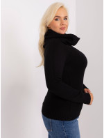 Čierny dámsky plus size sveter s viskózou