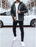 Pánska softshellová bunda s kapucňou tmavosivá FashionStreet TX4475