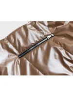 Svetlo hnedá dámska rozšírená obojstranná vesta (B8006-46)