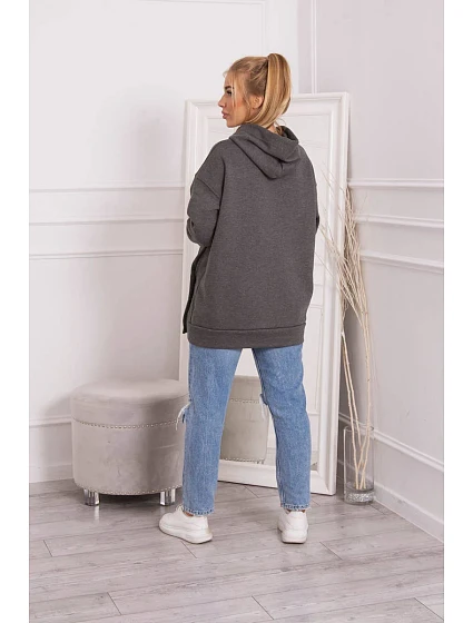 Zateplená mikina se zapínáním na model 18749018 grafitová - K-Fashion