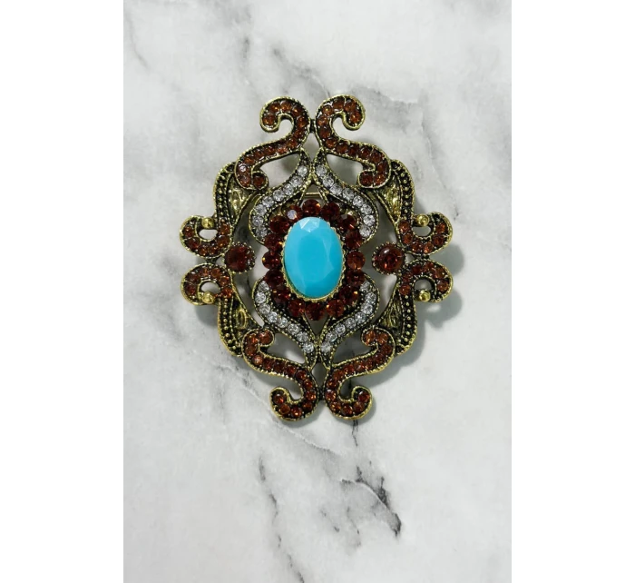 Brož model 18753827 zlato + modrá - K-Fashion Brož model 18753827 zlato + modrá - K-Fashion