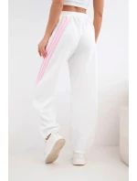Dámske viskózové nohavice s lampasom butter white