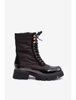 Zateplené pracovní boty na plochém podpatku Černé model 21633334 - Boto