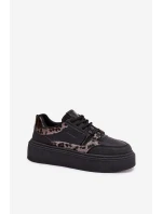 Damskie Sneakersy Na Platformie Big Star SS274358 Panterka Czarne Damskie Sneakersy Na Platformie Big Star SS274358 Panterka Czarne
