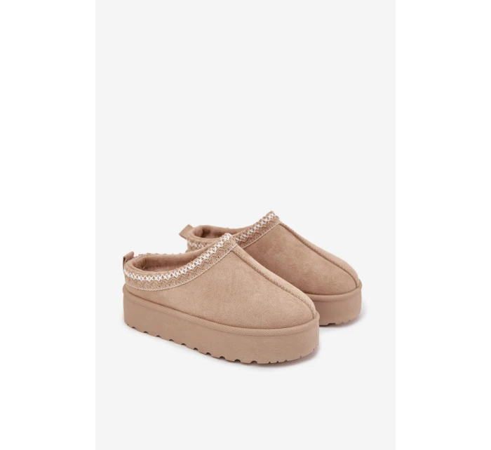 Dětské Mládežnické Sněhule S Vyšíváním Na Platformě Béžové Jolisse