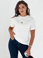 Dámske bavlnené základné tričko FLORTA ecru FashionStreet RY2569