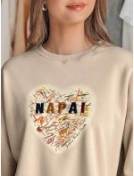 Dámská oversize mikina se srdcem béžová Dstreet model 21988123 - FashionStreet