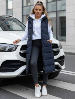 Dámská dlouhá prošívaná vesta tmavě modrá Dstreet model 21993292 - FashionStreet