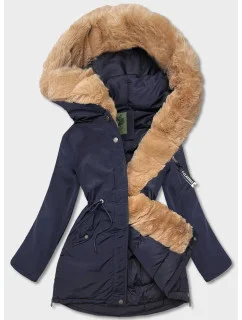 Tmavomodrá dámska zimná bunda parka (CAN-588)