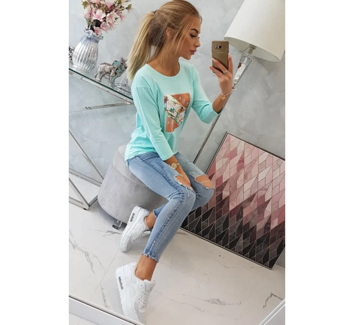 Halenka s grafikou 3D model 18744082 mint - K-Fashion