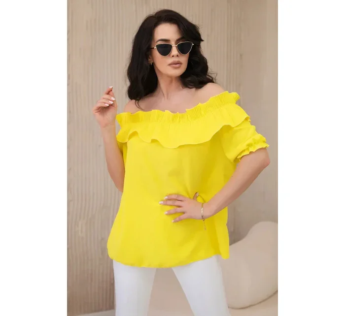 Španělská halenka s ozdobným volánem žlutý Španělská halenka s ozdobným volánem žlutý