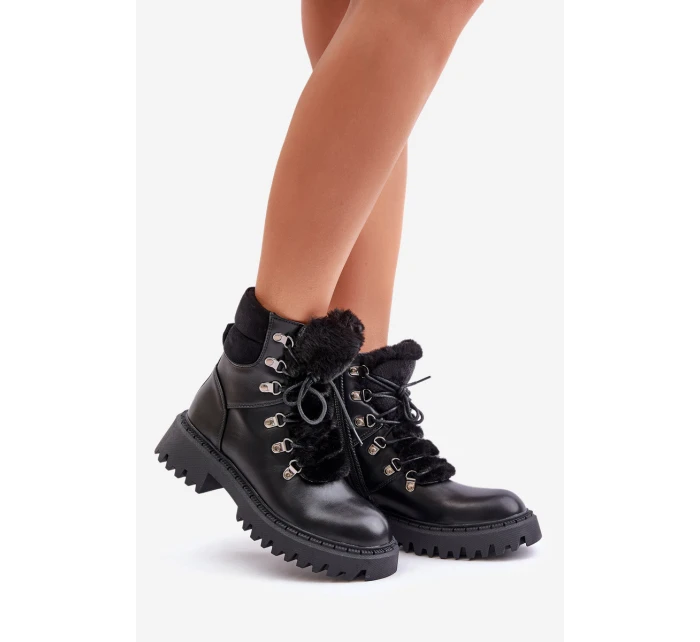 Zateplené kotníkové boty na zip z eko kůže černé model 21679613 - Boto Zateplené kotníkové boty na zip z eko kůže černé model 21679613 - Boto