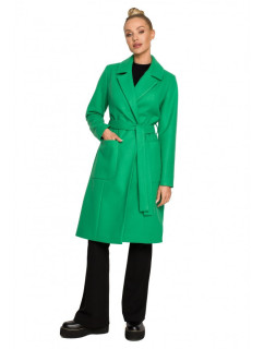 M708 Flísový kabát s opaskom a vreckami - zelený