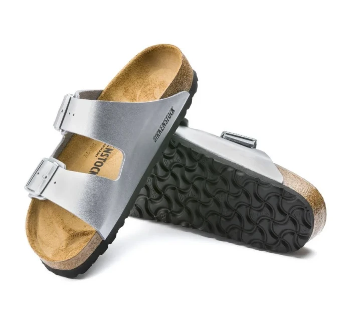 Dámské stříbrné žabky Arizona Silver regular wide model 20693630 - Birkenstock Dámské stříbrné žabky Arizona Silver regular wide model 20693630 - Birkenstock