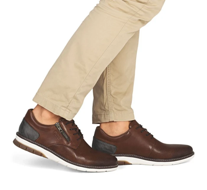 Pánské pohodlné hnědé kožené polobotky model 21906665 - Rieker