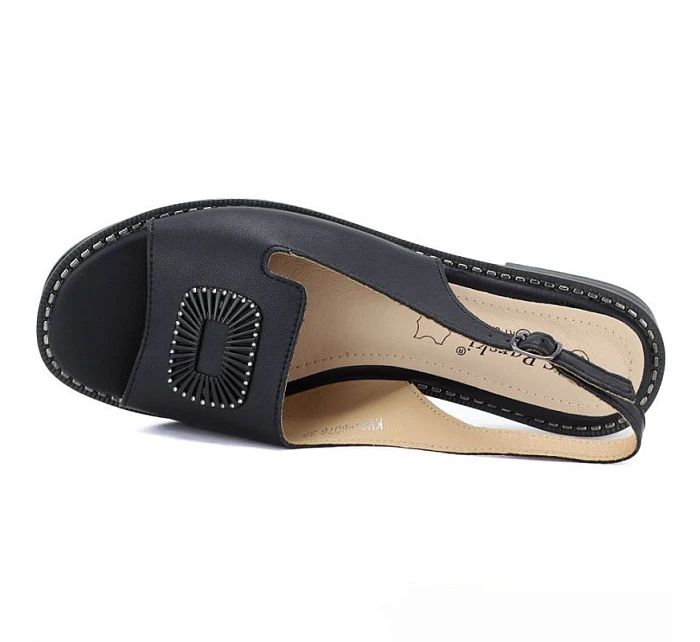 Dámske čierne kožené sandále S.Barski KV61-6076