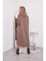 Zateplené šaty s kapucí mocca