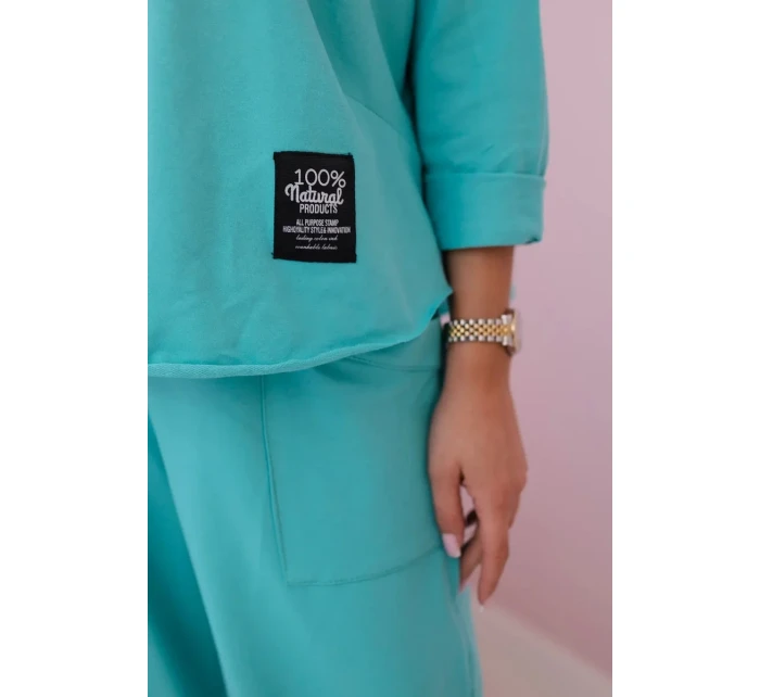 Bavlnená mikina nohavice set mätová Bavlnená mikina nohavice set mätová