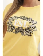 Dámska bavlnená blúzka s ozdobnou potlačou ESL žltá