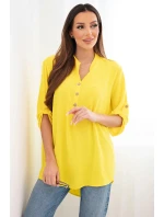 Blúzka s dlhším zadným dielom tmavo žltá