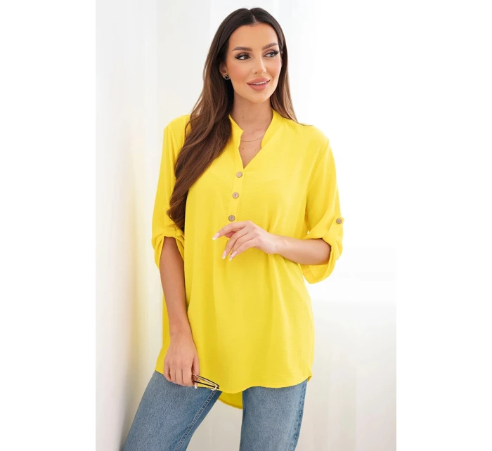 Blúzka s dlhším zadným dielom tmavo žltá