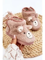 Dětské teplé pantofle s medvídkem Růžové model 21641189 - Boto