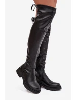 Dámské kozačky nad koleno s šněrováním černé model 21712218 - Boto Dámské kozačky nad koleno s šněrováním černé model 21712218 - Boto