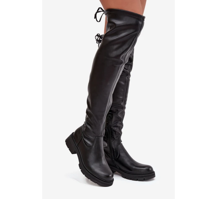 Dámské kozačky nad koleno s šněrováním černé model 21712218 - Boto Dámské kozačky nad koleno s šněrováním černé model 21712218 - Boto