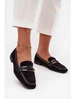 Mokasyny Loafersy Damskie Z Ozdobnym Elementem Czarne Evelora Mokasyny Loafersy Damskie Z Ozdobnym Elementem Czarne Evelora