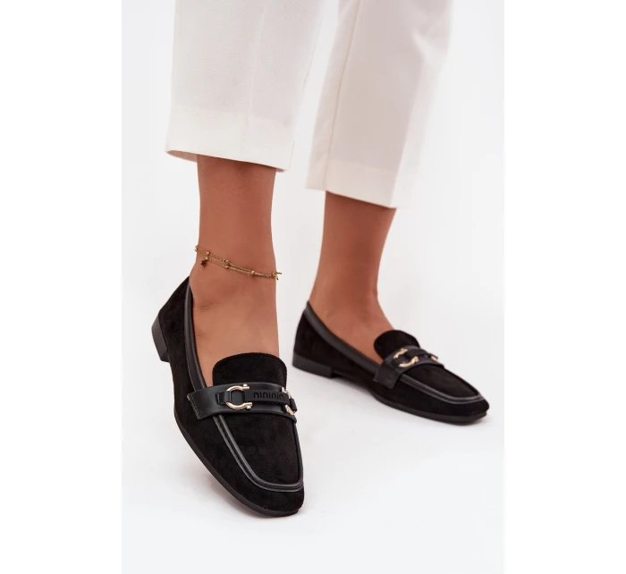 Mokasyny Loafersy Damskie Z Ozdobnym Elementem Czarne Evelora Mokasyny Loafersy Damskie Z Ozdobnym Elementem Czarne Evelora